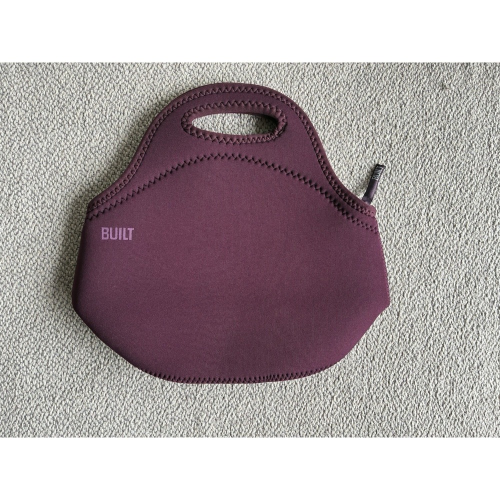 BUILT NY Neoprene Insulated Lunch Tote Bag Burgundy Reusable Zipper Lunch Bag